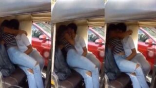 Gadis India 18 tahun yang menggairahkan bercinta panas dengan pacarnya di dalam becak