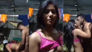Pemuda perkasa menggila-gilai memek istri dalam video porno India yang bocor