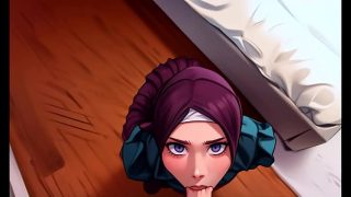 Gadis Muslimah Berhijab Tunduk dan Luluh di Lututku, Mengisap Kontolku dengan Penuh Nafsu