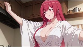 Anak tiri pulang lebih awal, lihat istri bapak masak pakai jubah tipis. Kureha Enomoto cosplay panas (buatan AI)