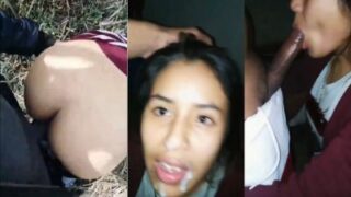 Ngentot panas di luar, cewek desi kena muncrat di muka.